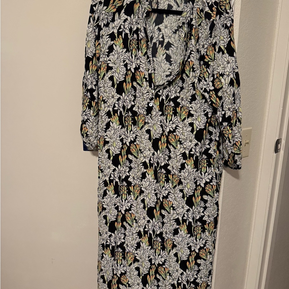 Fighting Eel Black Tubarose Midi Dress sz M